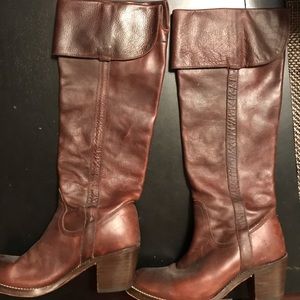 Jane over the knee/cuff tall brown Frye boots